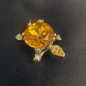Golden Jewel Turtle Pin Brooch